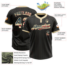 Laden Sie das Bild in den Galerie-Viewer, Uksn Individuelles Schwarz Creme mit Nadelstreifen Vintage USA-Flagge Zweiknopf Unisex Softball-Trikot
