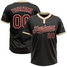 Laden Sie das Bild in den Galerie-Viewer, Uksn Individuelles Schwarz Creme mit Nadelstreifen Karmesinrot Zweiknopf Unisex Softball-Trikot
