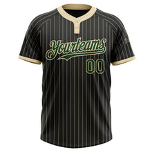 Laden Sie das Bild in den Galerie-Viewer, Uksn Individuelles Schwarz Creme mit Nadelstreifen Grün Zweiknopf Unisex Softball-Trikot

