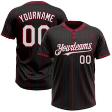 Laden Sie das Bild in den Galerie-Viewer, Uksn Individuelles Schwarz Karmesinrot Nadelstreifen Weiß Zweiknopf Unisex Softball-Trikot
