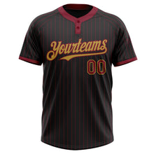 Laden Sie das Bild in den Galerie-Viewer, Uksn Individuelles Schwarz Karmesinrot Nadelstreifen Altgold Zweiknopf Unisex Softball-Trikot

