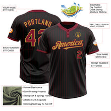 Laden Sie das Bild in den Galerie-Viewer, Uksn Individuelles Schwarz Karmesinrot Nadelstreifen Altgold Zweiknopf Unisex Softball-Trikot
