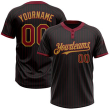 Laden Sie das Bild in den Galerie-Viewer, Uksn Individuelles Schwarz Karmesinrot Nadelstreifen Altgold Zweiknopf Unisex Softball-Trikot
