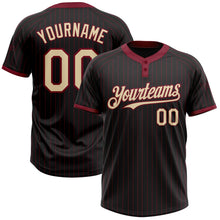 Laden Sie das Bild in den Galerie-Viewer, Uksn Individuelles Schwarz Karmesinrot Nadelstreifen Creme Zweiknopf Unisex Softball-Trikot
