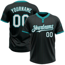 Laden Sie das Bild in den Galerie-Viewer, Uksn Individuelles Schwarz Petrol Nadelstreifen Weiß Zweiknopf Unisex Softball-Trikot
