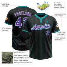Laden Sie das Bild in den Galerie-Viewer, Uksn Individuelles Schwarz Petrol Nadelstreifen Violett-Weiß Zweiknopf Unisex Softball-Trikot
