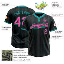 Laden Sie das Bild in den Galerie-Viewer, Uksn Individuelles Schwarz Petrol Nadelstreifen Pink Zweiknopf Unisex Softball-Trikot
