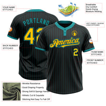 Laden Sie das Bild in den Galerie-Viewer, Uksn Individuelles Schwarz Petrol Nadelstreifen Gelb Zweiknopf Unisex Softball-Trikot
