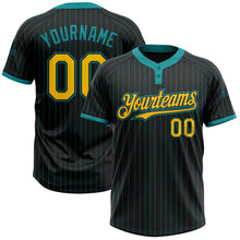 Laden Sie das Bild in den Galerie-Viewer, Uksn Individuelles Schwarz Petrol Nadelstreifen Gelb Zweiknopf Unisex Softball-Trikot
