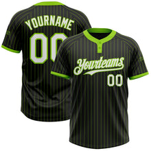 Laden Sie das Bild in den Galerie-Viewer, Uksn Individuelles Schwarz Neongrün Nadelstreifen Weiß Zweiknopf Unisex Softball-Trikot
