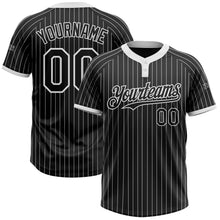 Laden Sie das Bild in den Galerie-Viewer, Uksn Individuelles Schwarz Weiß mit Nadelstreifen Weiß Zweiknopf Unisex Softball-Trikot
