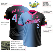 Laden Sie das Bild in den Galerie-Viewer, Uksn Individuelles Schwarz Hellblau-Pink Farbverlauf-Mode Zweiknopf Unisex Softball-Trikot
