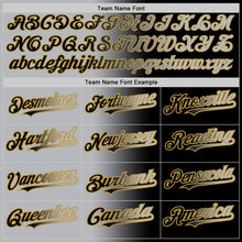 Laden Sie das Bild in den Galerie-Viewer, Uksn Individuelles Schwarz Grau-Altgold Farbverlauf-Mode Zweiknopf Unisex Softball-Trikot
