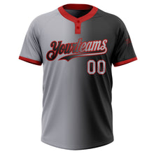 Laden Sie das Bild in den Galerie-Viewer, Uksn Individuelles Schwarz Grau-Rot Farbverlauf-Mode Zweiknopf Unisex Softball-Trikot

