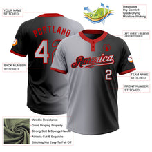 Laden Sie das Bild in den Galerie-Viewer, Uksn Individuelles Schwarz Grau-Rot Farbverlauf-Mode Zweiknopf Unisex Softball-Trikot

