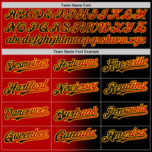 Laden Sie das Bild in den Galerie-Viewer, Uksn Individuelles Schwarz Rot-Gold Farbverlauf-Mode Zweiknopf Unisex Softball-Trikot
