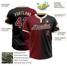 Laden Sie das Bild in den Galerie-Viewer, Uksn Individuelles Schwarz Karmesinrot-City-Creme Farbverlauf-Mode Zweiknopf Unisex Softball-Trikot
