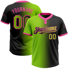Laden Sie das Bild in den Galerie-Viewer, Uksn Individuelles Schwarz Neongrün-Pink Farbverlauf-Mode Zweiknopf Unisex Softball-Trikot
