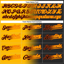 Laden Sie das Bild in den Galerie-Viewer, Uksn Individuelles Schwarz Gold-Orange Farbverlauf-Mode Zweiknopf Unisex Softball-Trikot
