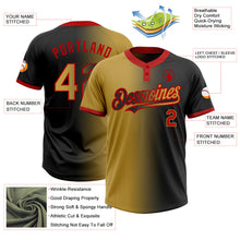 Laden Sie das Bild in den Galerie-Viewer, Uksn Individuelles Schwarz Altgold-Rot Farbverlauf-Mode Zweiknopf Unisex Softball-Trikot
