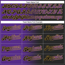 Laden Sie das Bild in den Galerie-Viewer, Uksn Individuelles Schwarz Violett-Altgold Farbverlauf-Mode Zweiknopf Unisex Softball-Trikot
