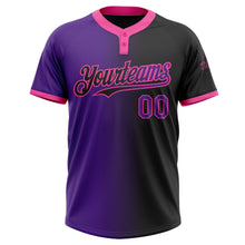 Laden Sie das Bild in den Galerie-Viewer, Uksn Individuelles Schwarz Violett-Pink Farbverlauf-Mode Zweiknopf Unisex Softball-Trikot
