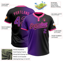 Laden Sie das Bild in den Galerie-Viewer, Uksn Individuelles Schwarz Violett-Pink Farbverlauf-Mode Zweiknopf Unisex Softball-Trikot

