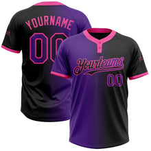 Laden Sie das Bild in den Galerie-Viewer, Uksn Individuelles Schwarz Violett-Pink Farbverlauf-Mode Zweiknopf Unisex Softball-Trikot
