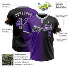 Laden Sie das Bild in den Galerie-Viewer, Uksn Individuelles Schwarz Violett-Grau Farbverlauf-Mode Zweiknopf Unisex Softball-Trikot
