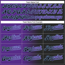 Laden Sie das Bild in den Galerie-Viewer, Uksn Individuelles Schwarz Violett-Hellblau Farbverlauf-Mode Zweiknopf Unisex Softball-Trikot
