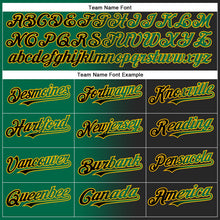 Laden Sie das Bild in den Galerie-Viewer, Uksn Individuelles Schwarz Kelly-Grün-Gold Farbverlauf-Mode Zweiknopf Unisex Softball-Trikot
