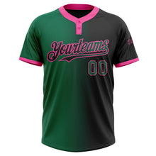 Laden Sie das Bild in den Galerie-Viewer, Uksn Individuelles Schwarz Kelly-Grün-Pink Farbverlauf-Mode Zweiknopf Unisex Softball-Trikot

