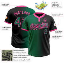 Laden Sie das Bild in den Galerie-Viewer, Uksn Individuelles Schwarz Kelly-Grün-Pink Farbverlauf-Mode Zweiknopf Unisex Softball-Trikot
