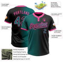 Laden Sie das Bild in den Galerie-Viewer, Uksn Individuelles Schwarz Petrol-Pink Farbverlauf-Mode Zweiknopf Unisex Softball-Trikot
