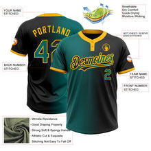 Laden Sie das Bild in den Galerie-Viewer, Uksn Individuelles Schwarz Petrol-Gold Farbverlauf-Mode Zweiknopf Unisex Softball-Trikot

