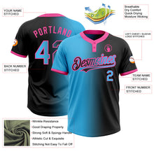 Laden Sie das Bild in den Galerie-Viewer, Uksn Individuelles Schwarz Himmelblau-Pink Farbverlauf-Mode Zweiknopf Unisex Softball-Trikot
