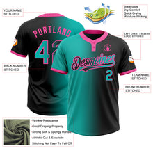 Laden Sie das Bild in den Galerie-Viewer, Uksn Individuelles Schwarz Aqua-Pink Farbverlauf-Mode Zweiknopf Unisex Softball-Trikot
