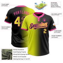 Laden Sie das Bild in den Galerie-Viewer, Uksn Individuelles Schwarz Neongelb-Pink Farbverlauf-Mode Zweiknopf Unisex Softball-Trikot
