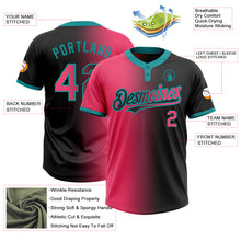 Laden Sie das Bild in den Galerie-Viewer, Uksn Individuelles Schwarz Neonpink-Petrol Farbverlauf-Mode Zweiknopf Unisex Softball-Trikot
