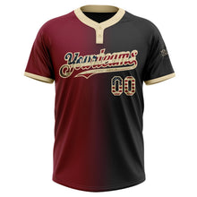 Laden Sie das Bild in den Galerie-Viewer, Uksn Individuelles Schwarz Vintage USA-Flagge Karmesinrot-City-Creme Farbverlauf-Mode Zweiknopf Unisex Softball-Trikot
