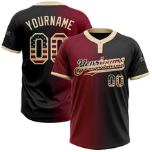 Laden Sie das Bild in den Galerie-Viewer, Uksn Individuelles Schwarz Vintage USA-Flagge Karmesinrot-City-Creme Farbverlauf-Mode Zweiknopf Unisex Softball-Trikot
