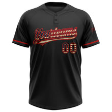 Laden Sie das Bild in den Galerie-Viewer, Uksn Individuelles Schwarz Vintage USA-Flagge-Rot Zweiknopf Unisex Softball-Trikot
