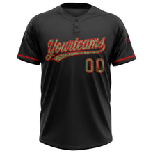 Laden Sie das Bild in den Galerie-Viewer, Uksn Individuelles Schwarz Camouflage-Rot Zweiknopf Unisex Softball-Trikot
