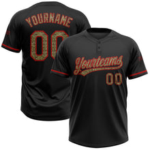 Laden Sie das Bild in den Galerie-Viewer, Uksn Individuelles Schwarz Camouflage-Rot Zweiknopf Unisex Softball-Trikot
