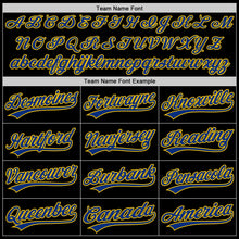 Laden Sie das Bild in den Galerie-Viewer, Uksn Individuelles Schwarz Royalblau-Gelb Zweiknopf Unisex Softball-Trikot
