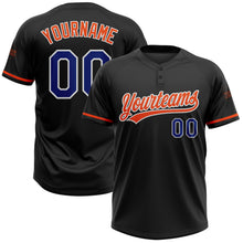 Laden Sie das Bild in den Galerie-Viewer, Uksn Individuelles Schwarz Royalblau-Orange Zweiknopf Unisex Softball-Trikot
