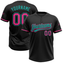Laden Sie das Bild in den Galerie-Viewer, Uksn Individuelles Schwarz Pink-Aqua Zweiknopf Unisex Softball-Trikot
