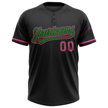 Laden Sie das Bild in den Galerie-Viewer, Uksn Individuelles Schwarz Pink-Grasgrün Zweiknopf Unisex Softball-Trikot
