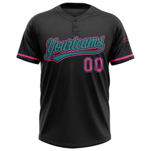 Laden Sie das Bild in den Galerie-Viewer, Uksn Individuelles Schwarz Pink-Petrol Zweiknopf Unisex Softball-Trikot
