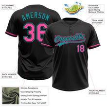 Laden Sie das Bild in den Galerie-Viewer, Uksn Individuelles Schwarz Pink-Petrol Zweiknopf Unisex Softball-Trikot
